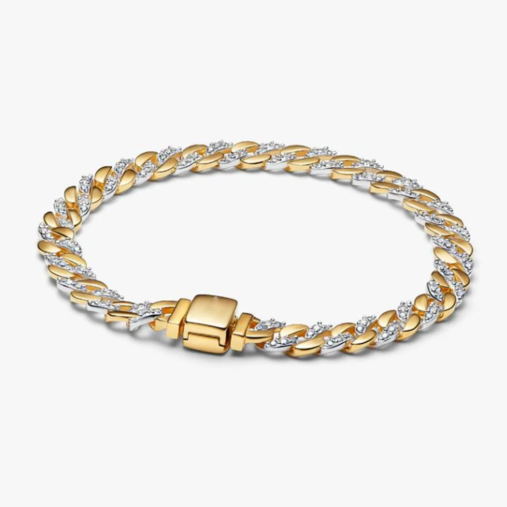 Potdemiel 925 Sterling Silver Charm Bracelet — Elegant Multi-Color Zircon Jewelry