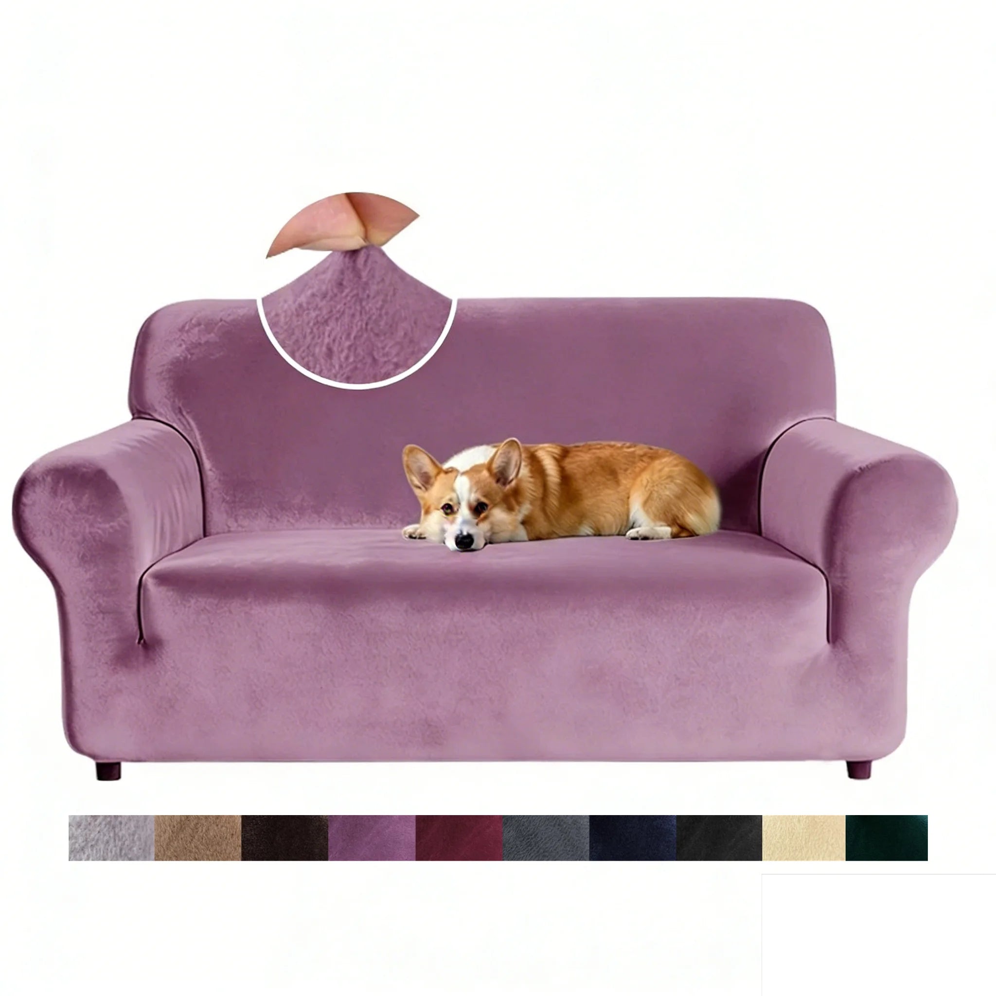 Velvet Stretch Sofa Cover — Plush Elastic Slipcover for Living Room