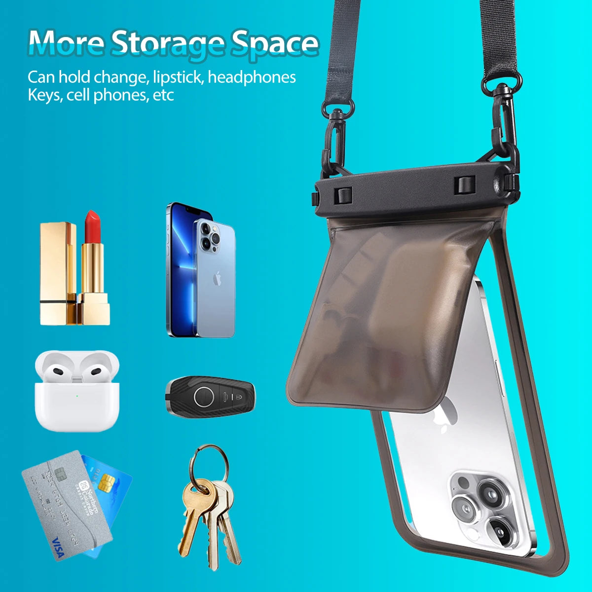 ANKNDO Double Bag Waterproof Phone Pouch — IPX8 Dry Bag with Lanyard