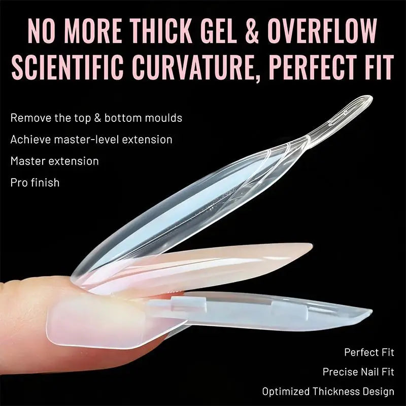 Shmacax Dual Nail Forms — Transparent Rocket Shape Extension Molds, 60 Pieces