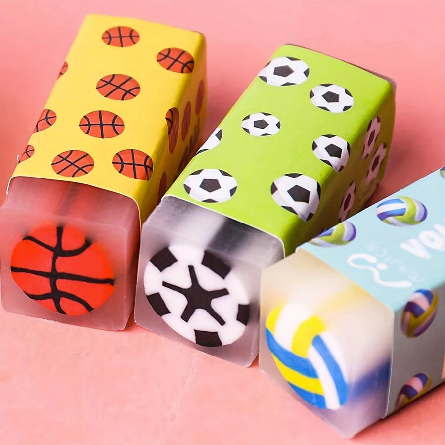 Sport Ball Shaped Erasers — 10-Piece Set for Classroom Rewards