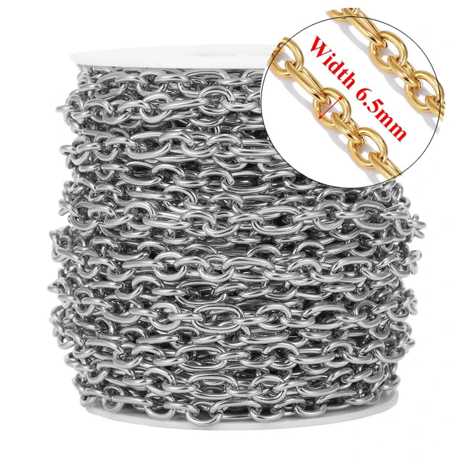 Stainless Steel Jewelry Chain — 1M Gold or Steel Link Chain for DIY Crafts
