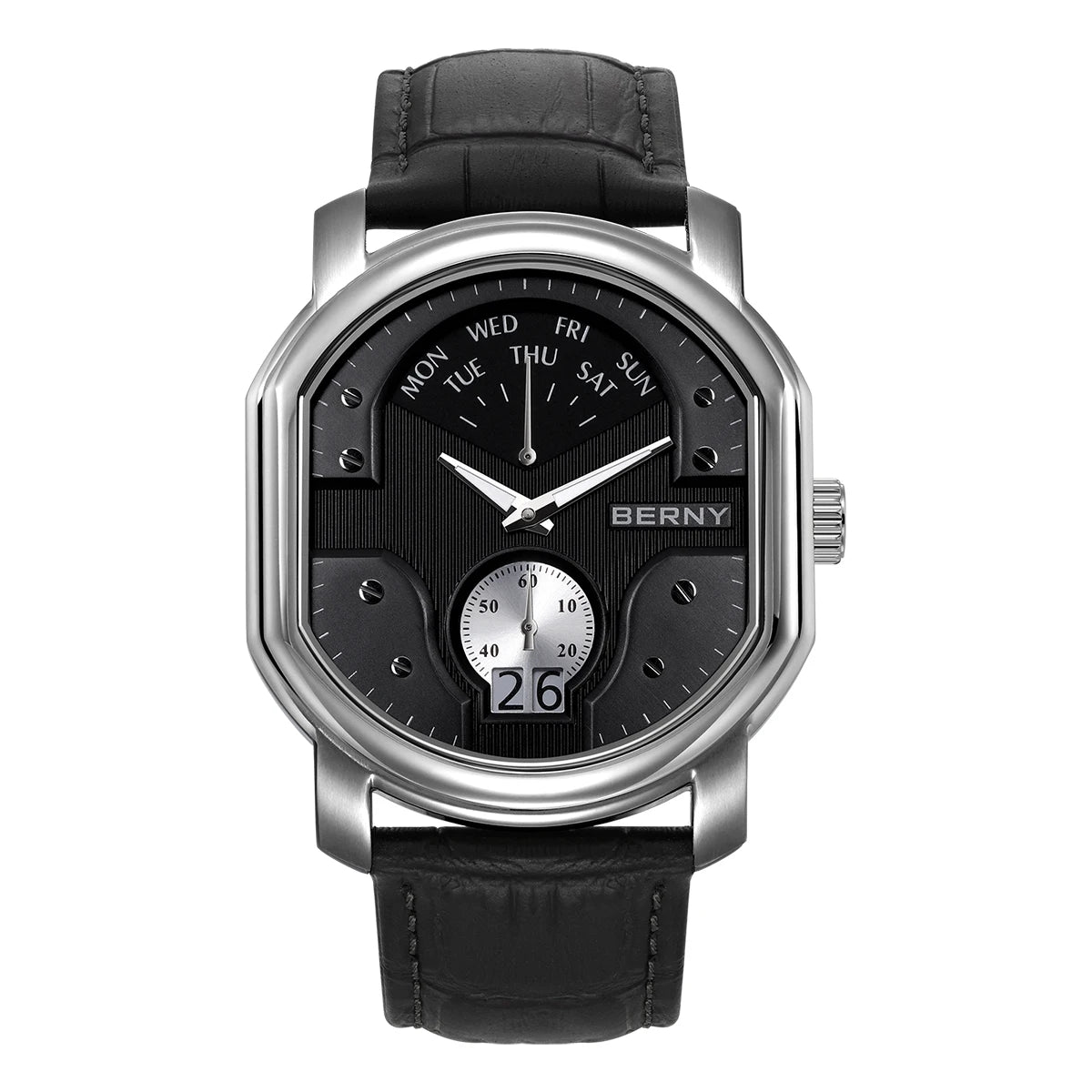 BERNY Tonneau Classic Men's Watch — Luxury Quartz with Sapphire Crystal