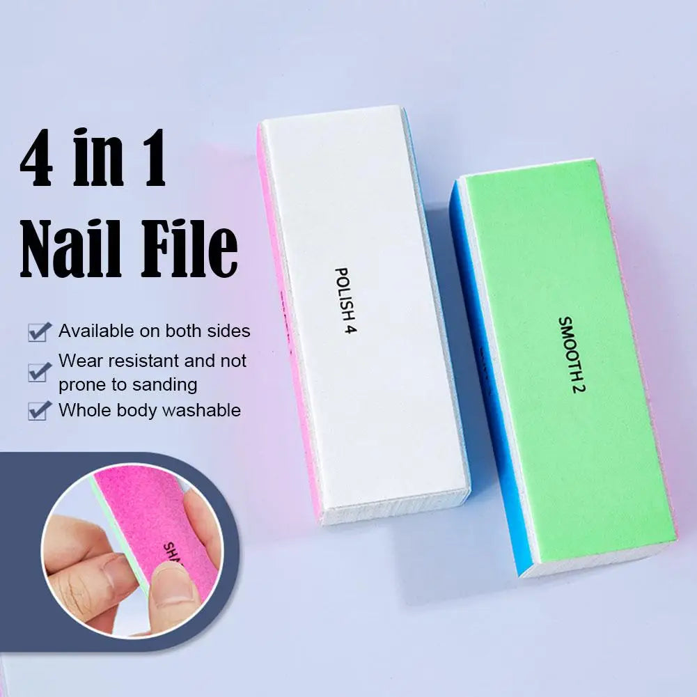 4-Way Nail Buffer Block — Multi-Functional Manicure & Pedicure File
