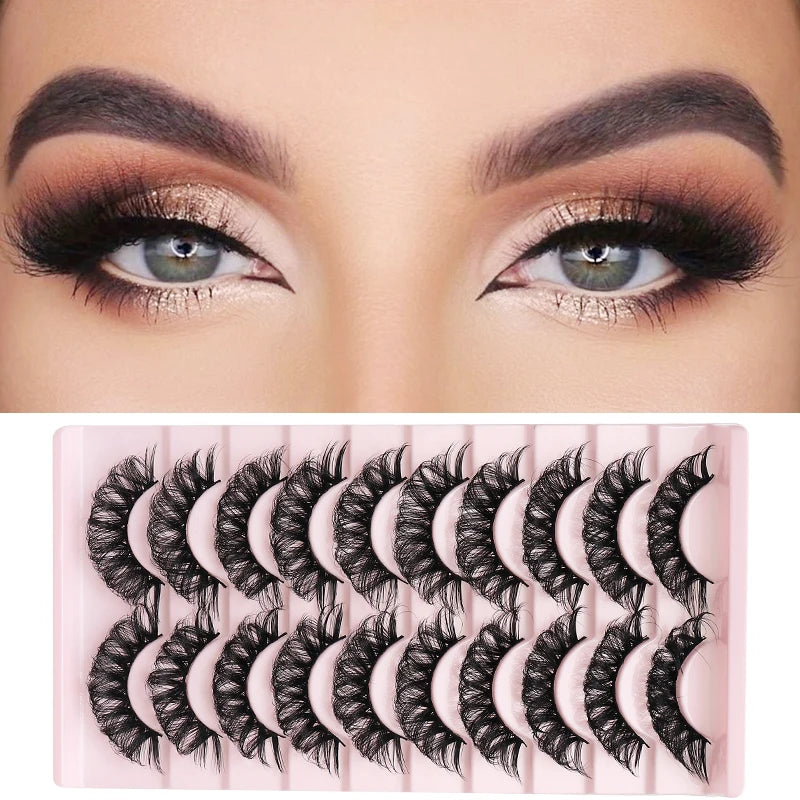DINGSEN Dramatic False Eyelashes — Fluffy DD Curl Strip Lashes, 10 Pairs
