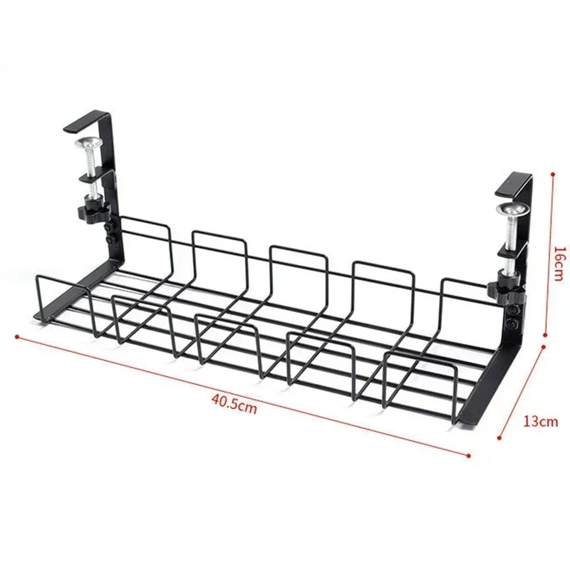 Under Desk Cable Management Tray — Metal Wire Organizer for Workspace