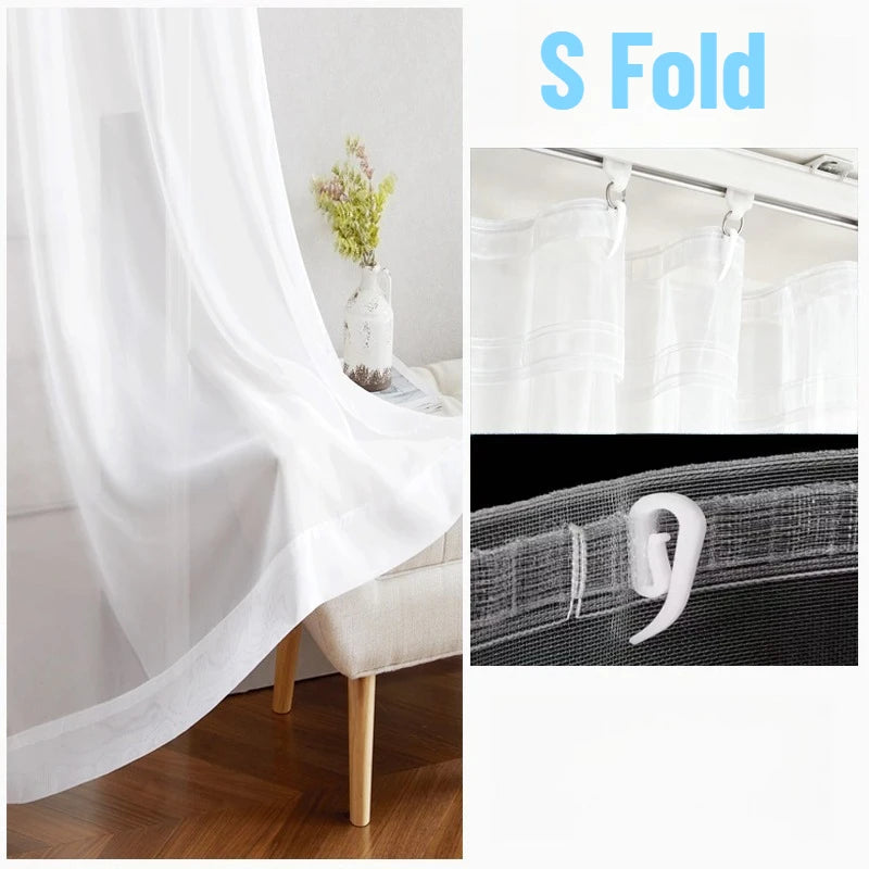 JESSANS White Tulle Wavy Curtains — Luxury Chiffon Sheer Voile for Home Decor
