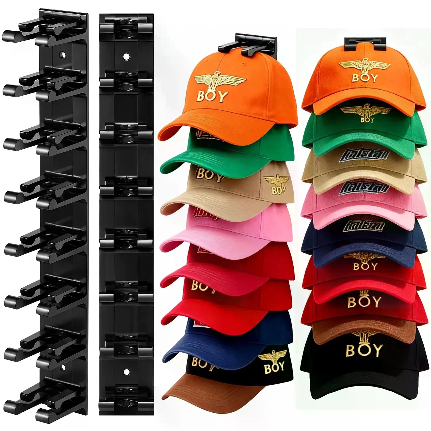 Wall-Mounted Hat Rack 2-Pack — Space-Saving Cap Organizer for Baseball Hats