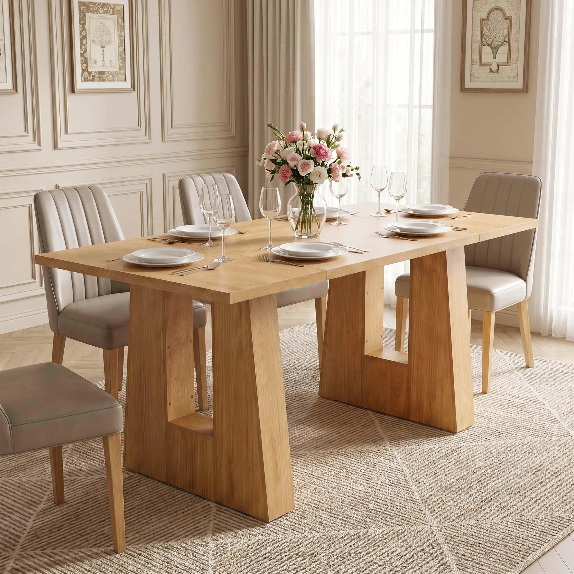 HiMISS Modern Dining Table — Mid Century Rectangular Kitchen Table
