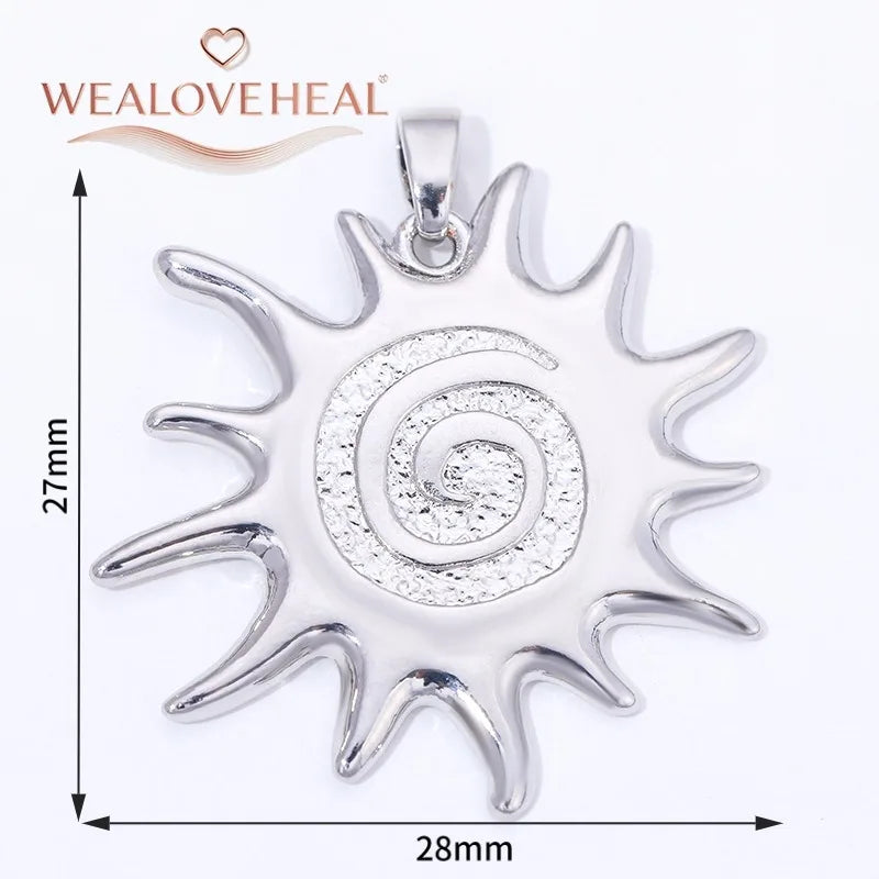 Spiral Vortex Sun Pendants — 18K Gold Plated Zirconia Charms for Jewelry Making