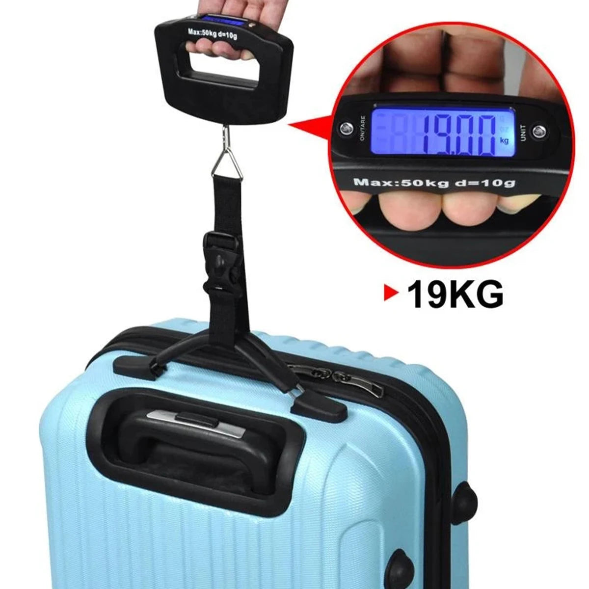 Digital Luggage Scale — Portable Handheld Suitcase Weight Checker