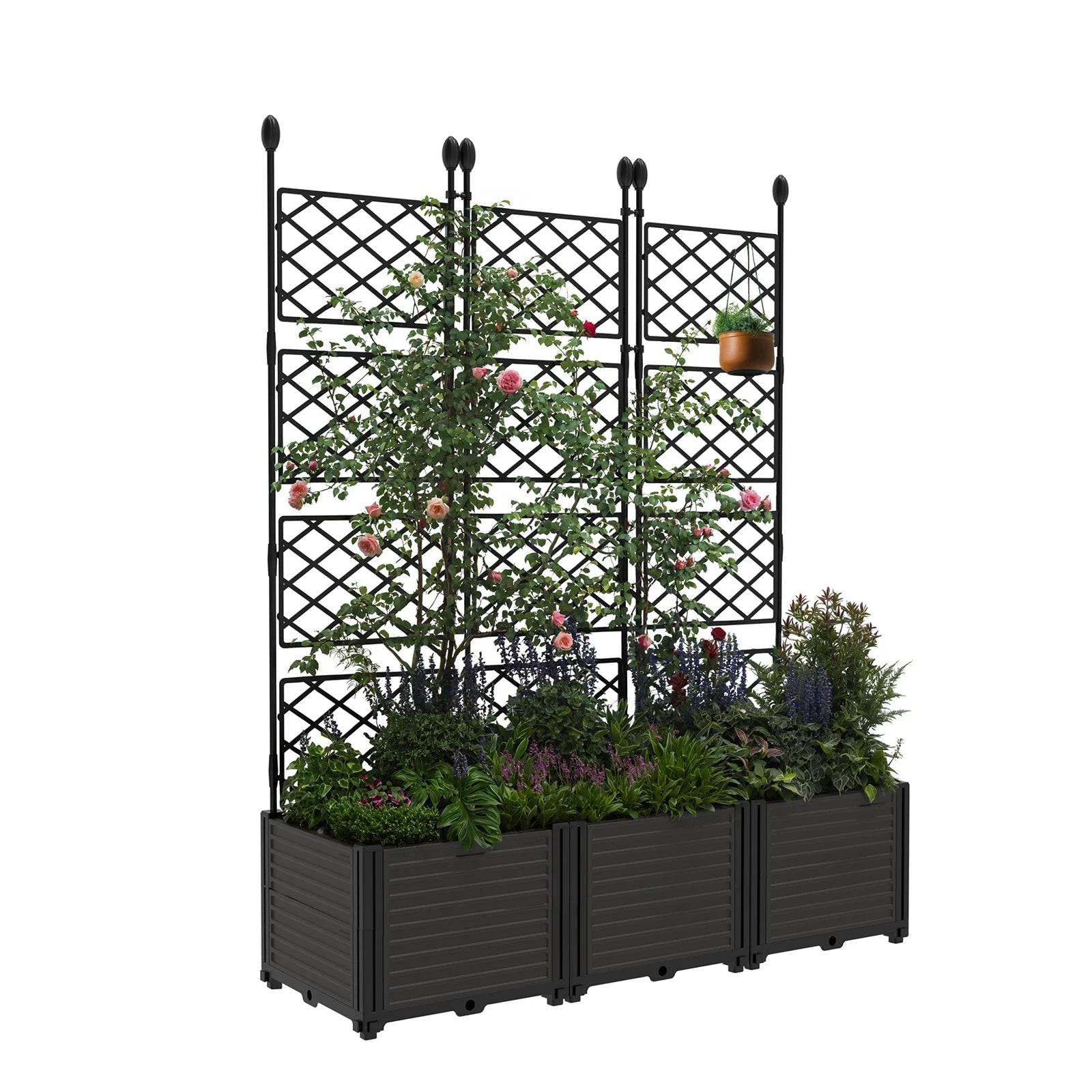 HiMISS Raised Garden Bed with Trellis — Outdoor Planter for Climbing Plants