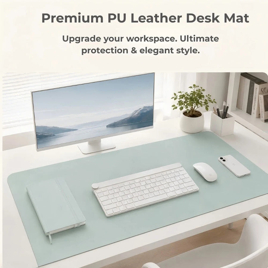 NULOXO PU Leather Desk Mat — Waterproof Office Blotter & Mouse Pad