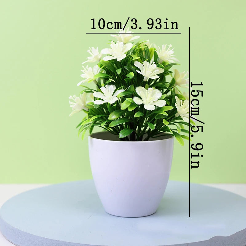 Artificial Five Leaf Plum Potted Plant — Decorative Indoor & Outdoor Floral Bonsai