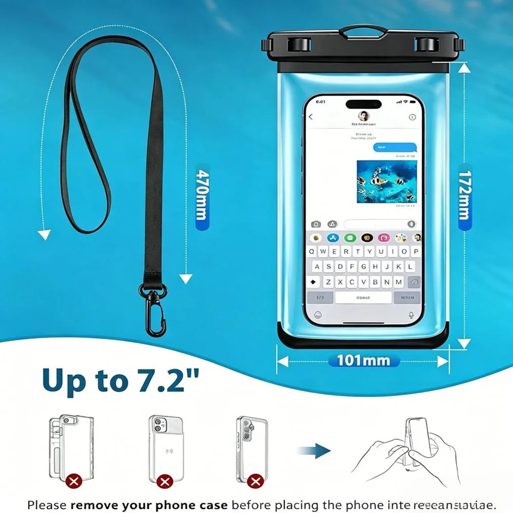 Waterproof Phone Pouch — Transparent Underwater Dry Bag for Swimming