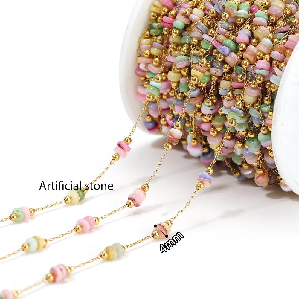 Semitree Enamel Twisted Bead Chain — 1 Meter Stainless Steel Jewelry Wire