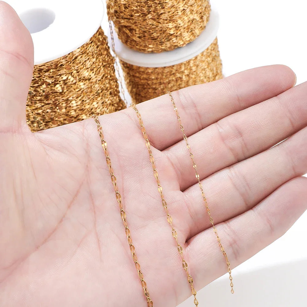 Luksteel Stainless Steel Cable Chain — 2 Meter Gold & Steel Jewelry Findings