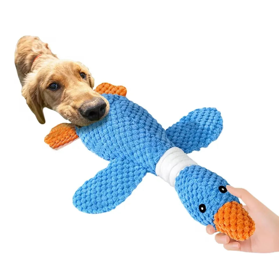 Plush Goose Pet Toy — Squeaky & Crinkly Chew Toy for Dogs and Cats