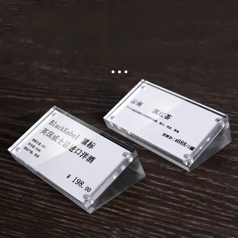 Magnetic Acrylic Sign Holders — Slanted Display Stand for Menus and Labels