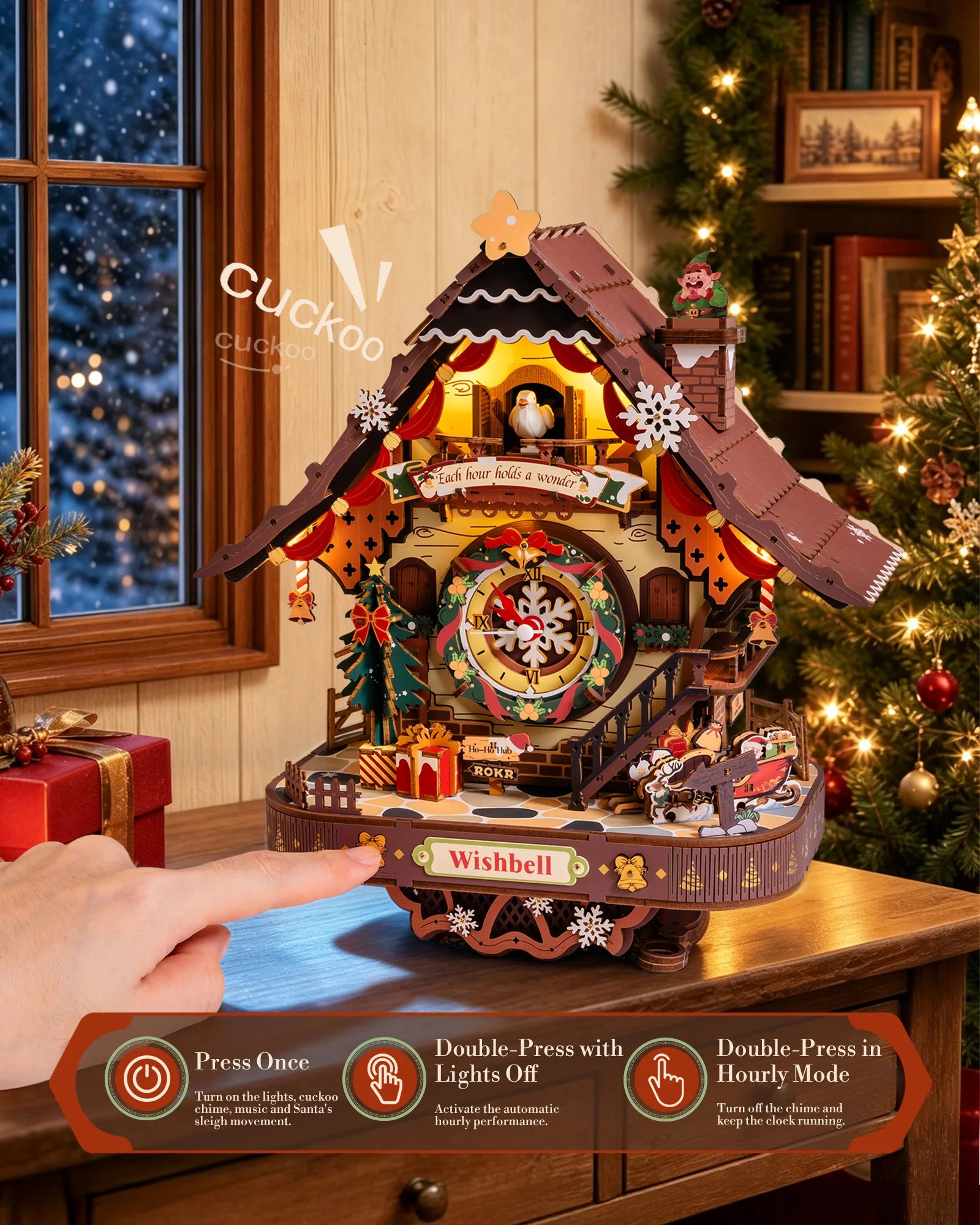 ROKR Christmas Cuckoo Clock — 3D Wooden Mechanical Model Kit