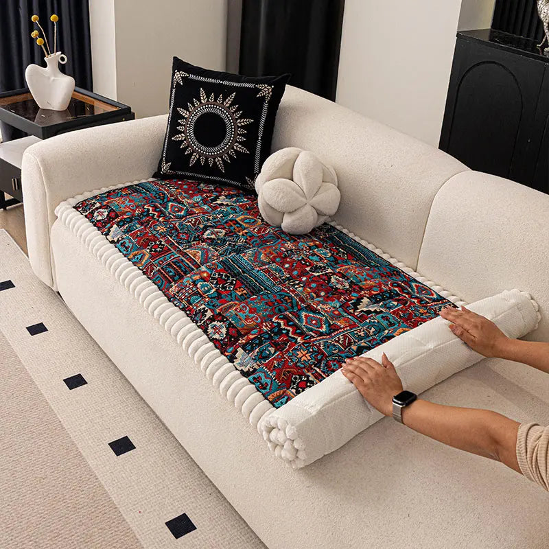 Bohemian Style Thick Sofa Cushion — Anti-Slip Ethnic Seat Pad