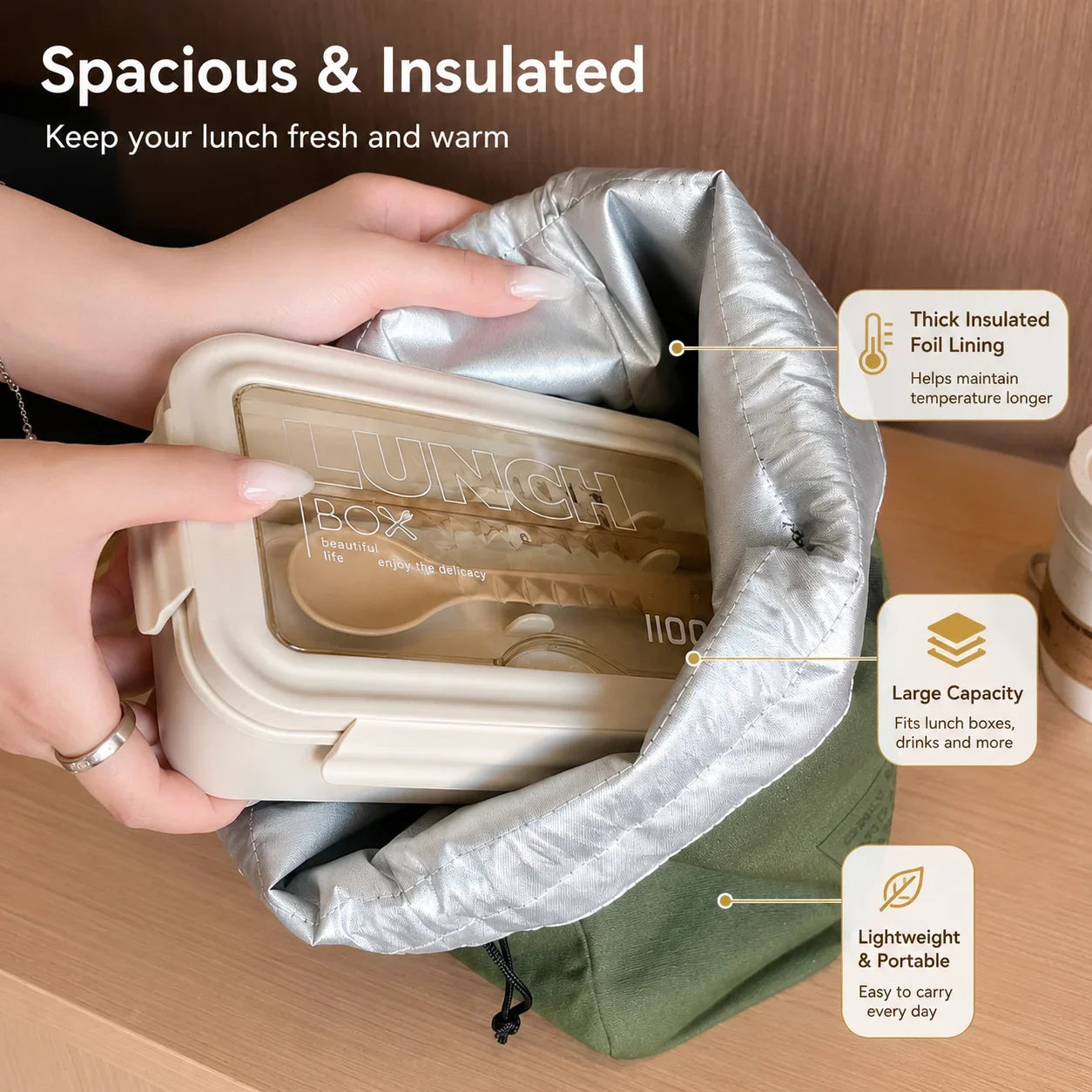 Insulated Lunch Tote — Thermal Bento Bag for Work and Travel