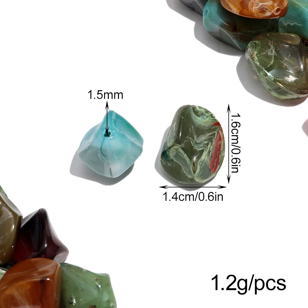 Colorful Acrylic Irregular Geometric Beads — 30pcs Loose Spacer Stones for DIY Jewelry
