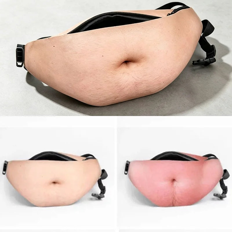 Realistic Fake Big Belly Waist Bag — Funny Prank Costume Prop