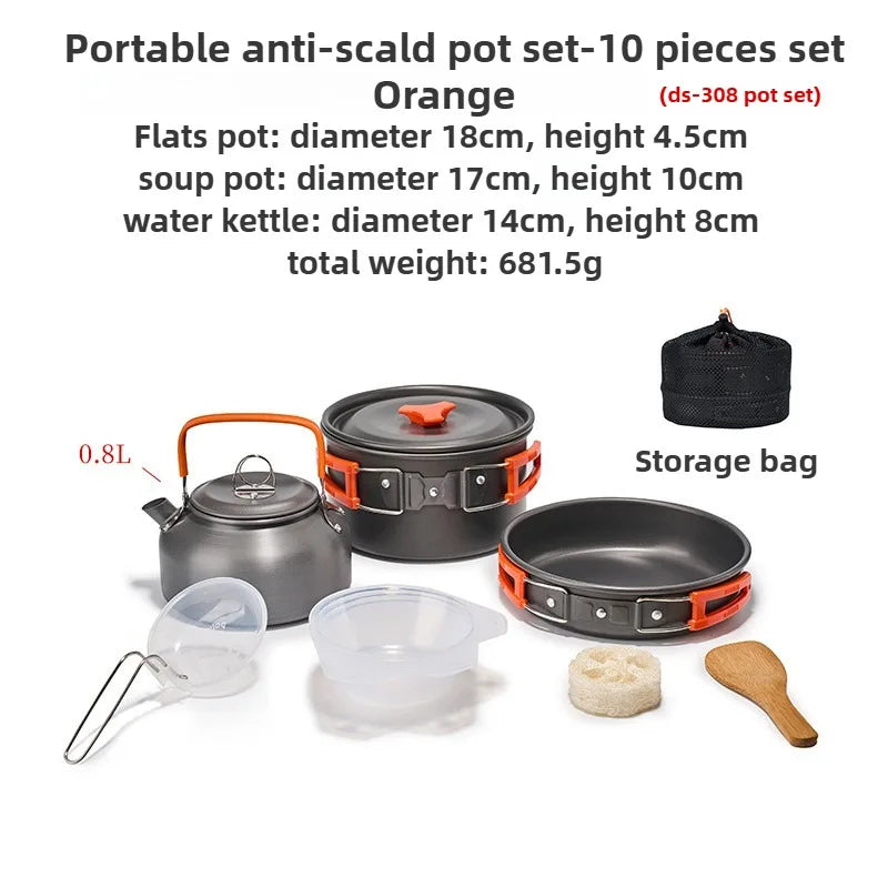 ISE MOUNT Camping Cookware Set — Lightweight Portable Pot and Pan Kit