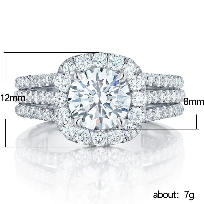 Huitan Cubic Zirconia Engagement Ring — Elegant Geometric Wedding Band