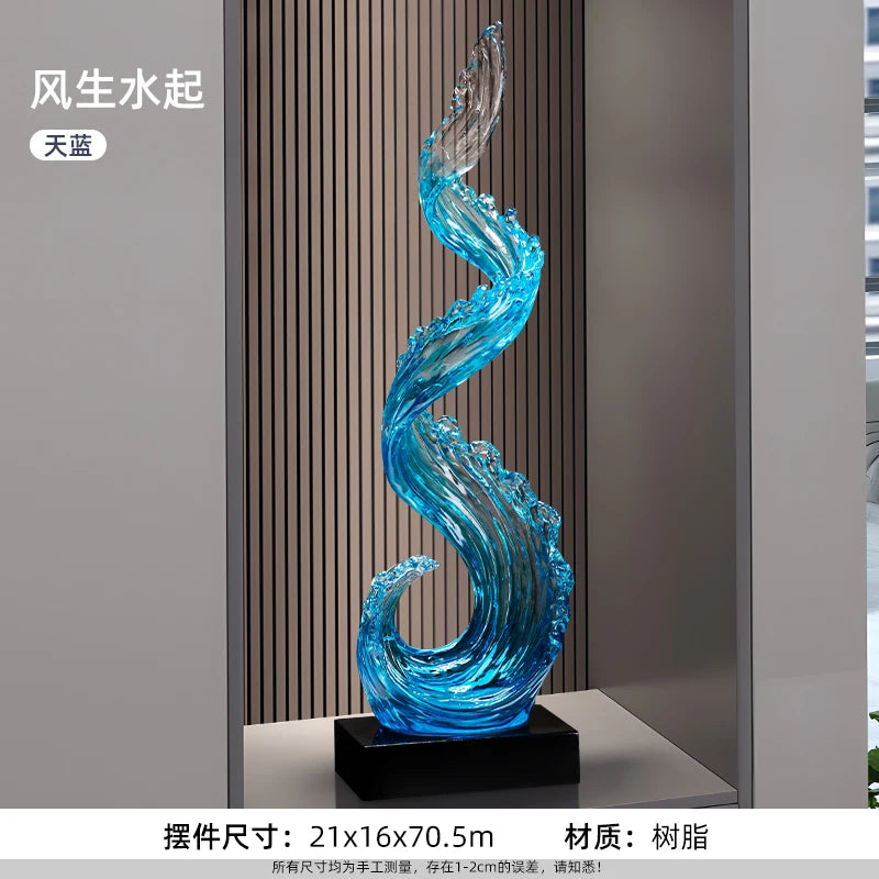 Abstract Resin Sculpture Decor — Modern Vertical Art for Living Room