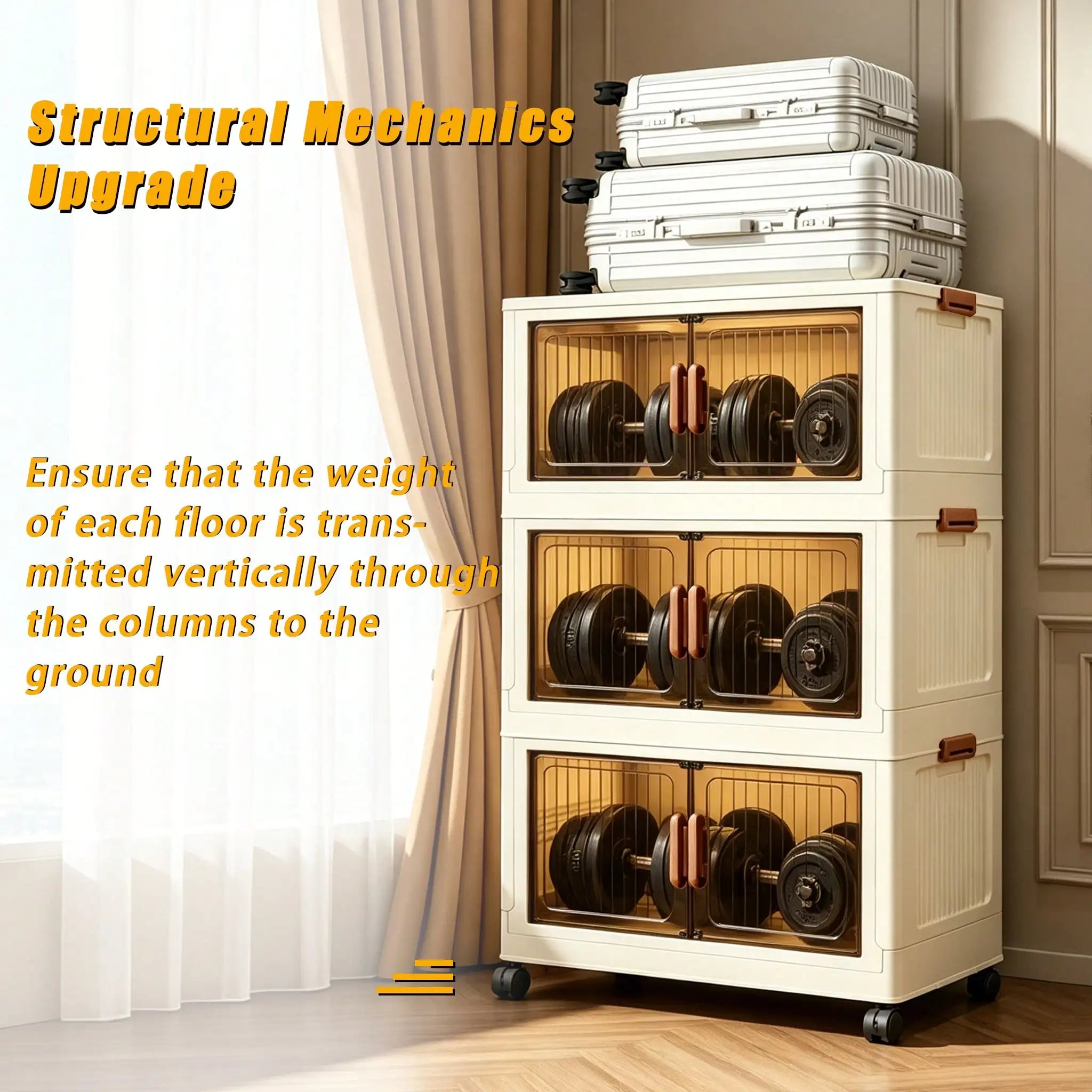Foldable Stackable Storage Cabinet — Space Saving Organizer with Wheels
