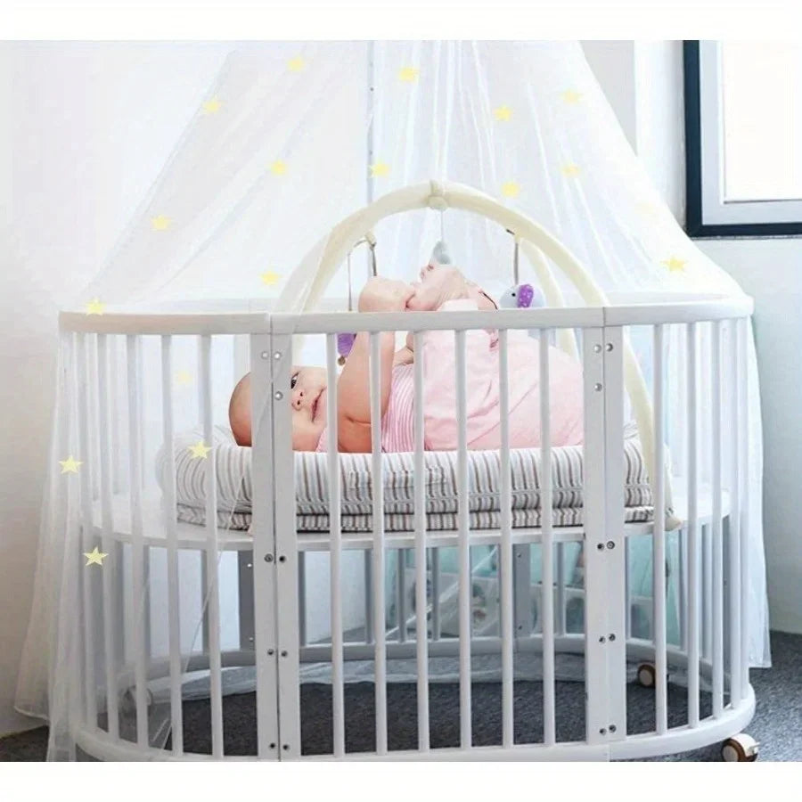 Star Decor Mosquito Net Canopy — Dreamy Night Light Bed Tent for Kids