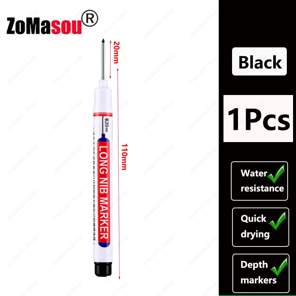 Deep Hole Marker Pen — Waterproof Long Head Woodworking Tool