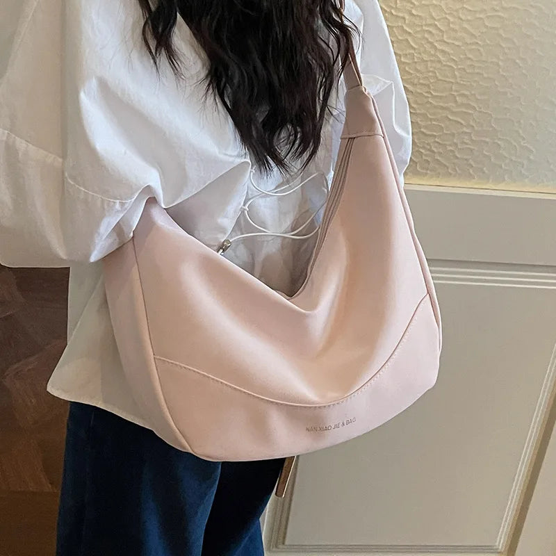 Large Capacity PU Leather Hobo Bag — Soft Crescent Shoulder & Crossbody Purse