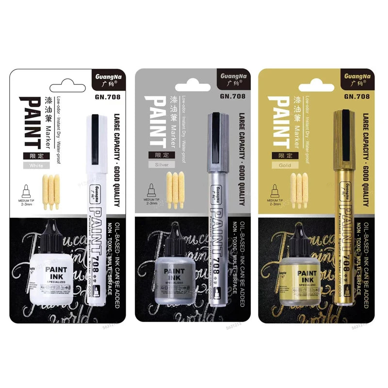 GN Metallic Paint Marker Pens — Permanent Oil-Based Art Set for DIY Crafts