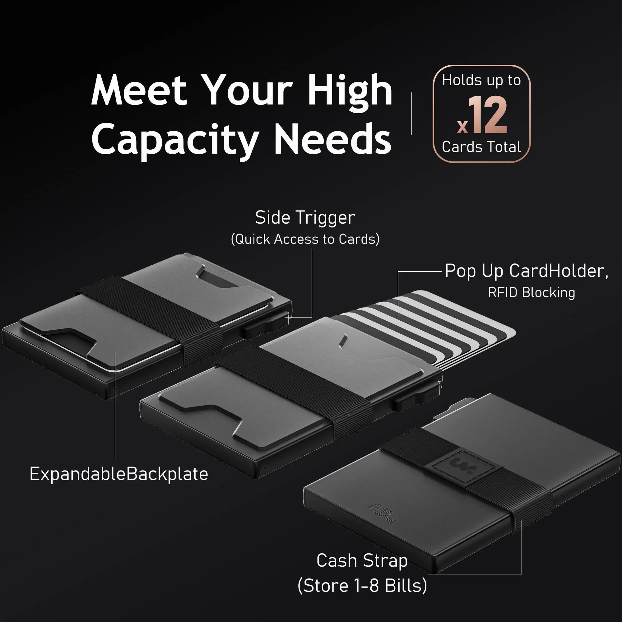Minimalist Metal Pop Up Wallet — RFID Blocking Slim Card Holder