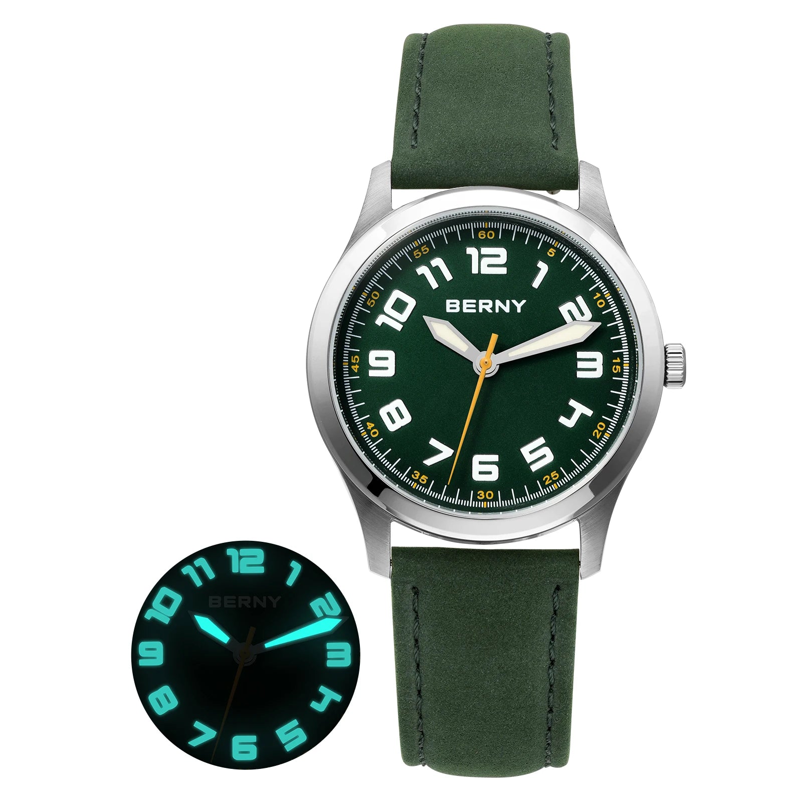 BERNY Men's Quartz Watch — Precision Miyota Movement with Leather Strap