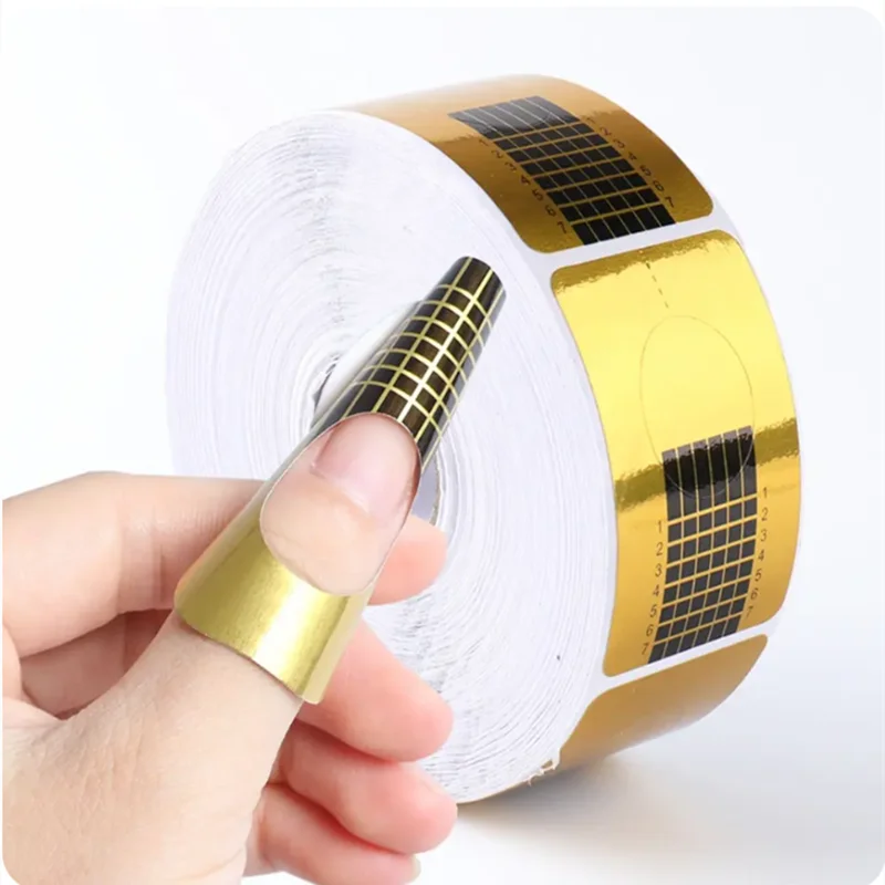 Nail Art Extension Guide Forms — 100pcs Gold Paper Nail Art Stickers