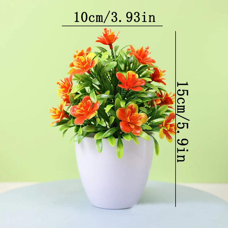 Artificial Five Leaf Plum Potted Plant — Decorative Indoor & Outdoor Floral Bonsai