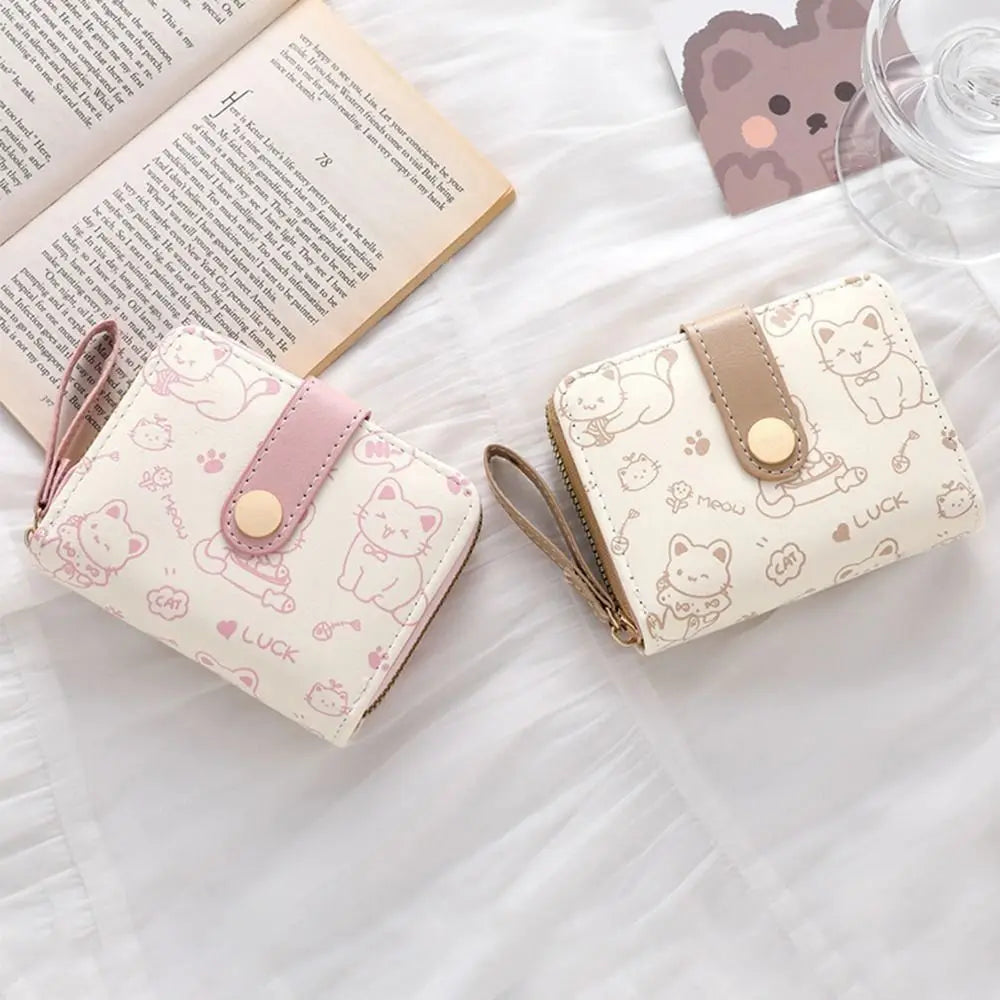 Cute Cat Coin Purse — Compact PU Leather Wallet for Women