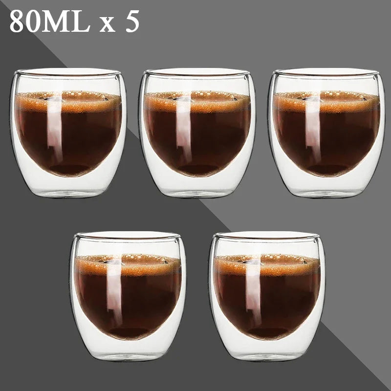 Double Wall Glass Cup Set — Heat Resistant Handmade Drinkware