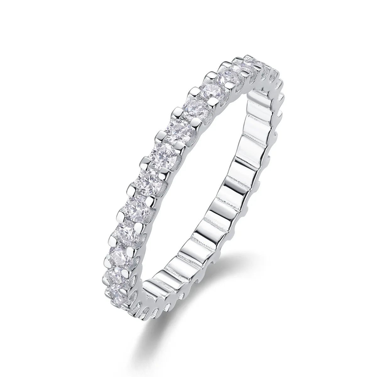 Moissanite Ring — Sterling Silver Wedding Band