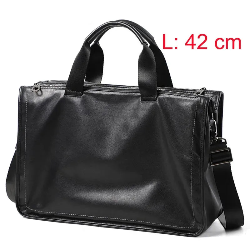 HEVRAOS Genuine Leather Briefcase — Large 15 Inch Laptop Shoulder Bag