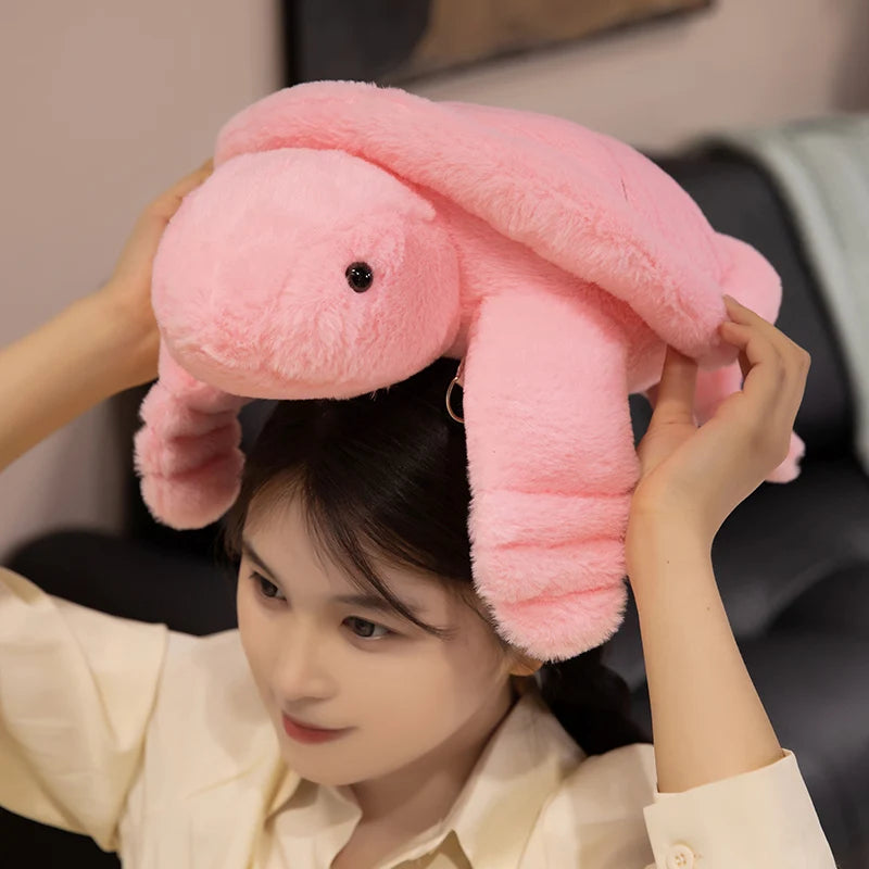 BABIQU Colorful Turtle Plush Backpack — Soft Sea Animal Stuffed Toy Bag