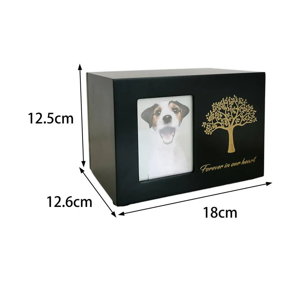 Wooden Pet Cremation Urn — Memorial Keepsake Box with Photo Frame