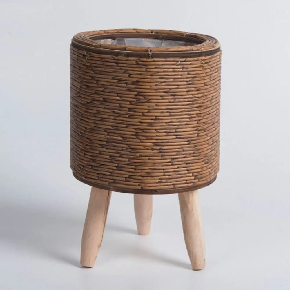 Rattan Woven Flower Pot — Decorative Plant Stand with Removable Legs