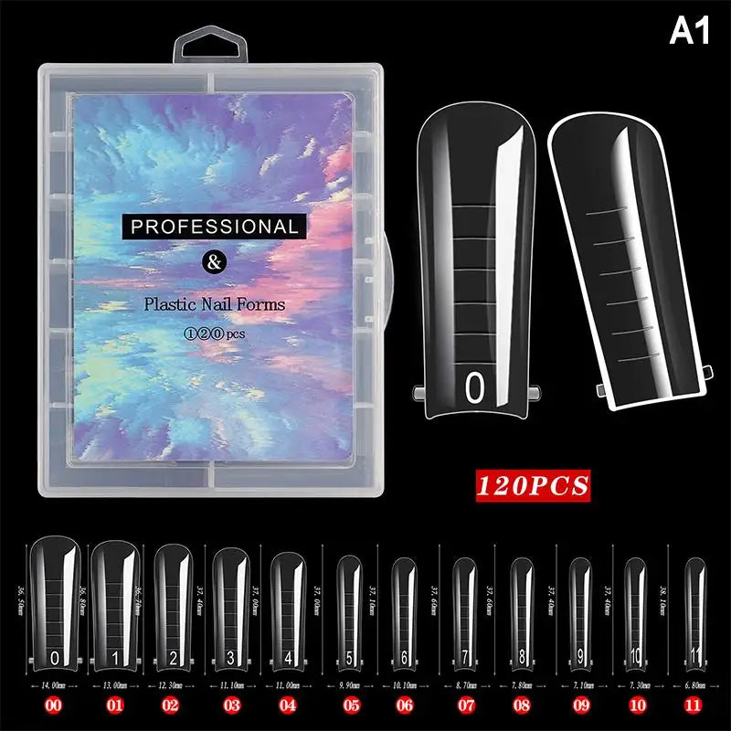 AQTOCNA Dual Form Nail Extension Tips — 120 Piece Quick Building Mold Set