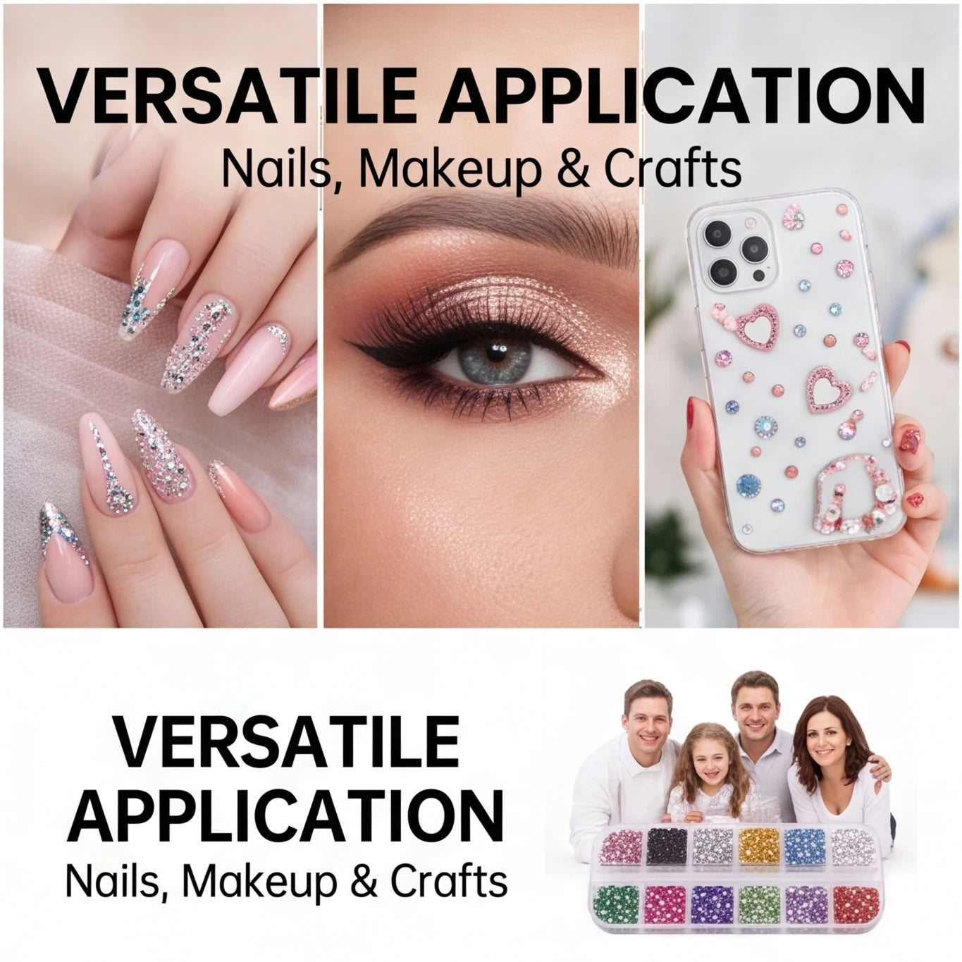 12-Color Flatback Nail Rhinestones — Premium Sparkle for DIY Manicures & Crafts