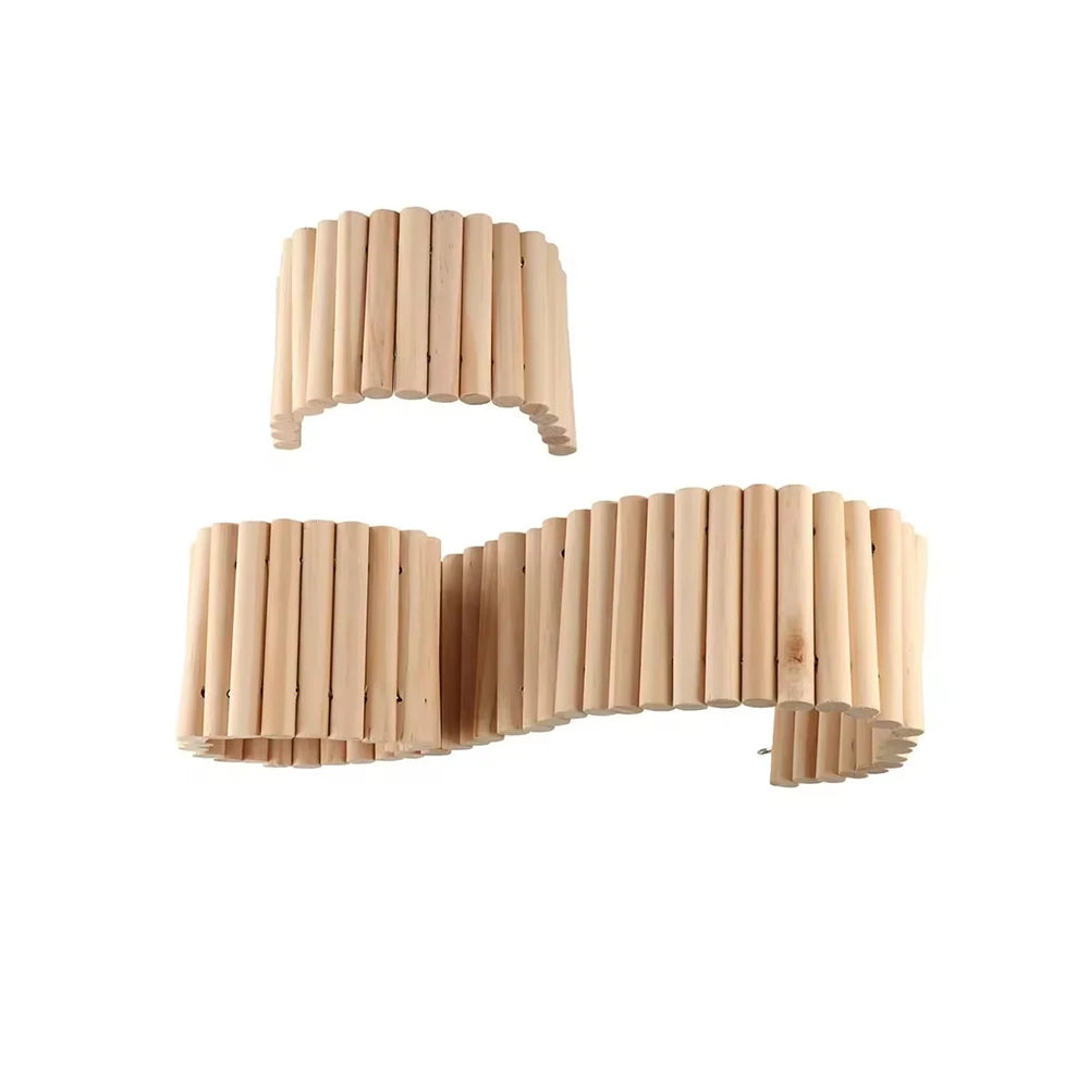 Wooden Small Animal Bridge — Bendable Climbing Fence for Hamster Habitats